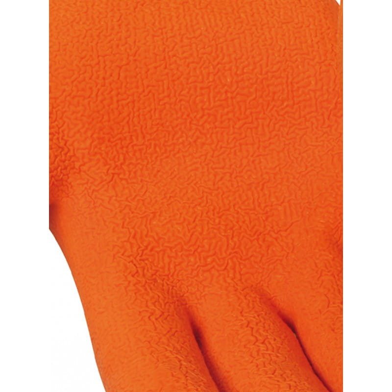 Gant tricot polyester paume latex protection mécanique orange XL