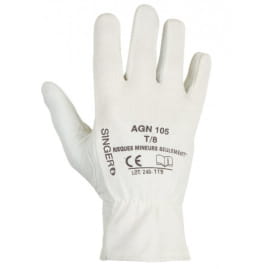 Gants manutention paume fleur d'agneau dos coton interlock, SINGER Safety AGN105