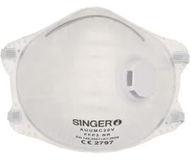Boîte de 10 masques jetables FFP2 ou FFP3 Singer Safety AUUMC20V / AUUMC30V