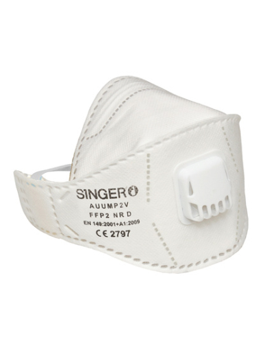 Boîte de 20 demi-masques pliables classiques avec valve FFP2 ou FFP3 Singer Safety AUUMP2V / AUUMP3V