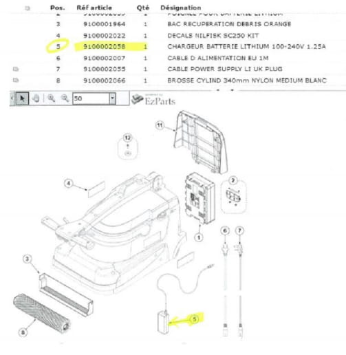 Chargeur externe 36V Lithium sans câble d'alimentation