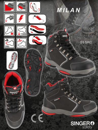 Chaussures de sécurité hautes en cuir hydrofuge Singer Safety MILAN S3L HRO FO SR