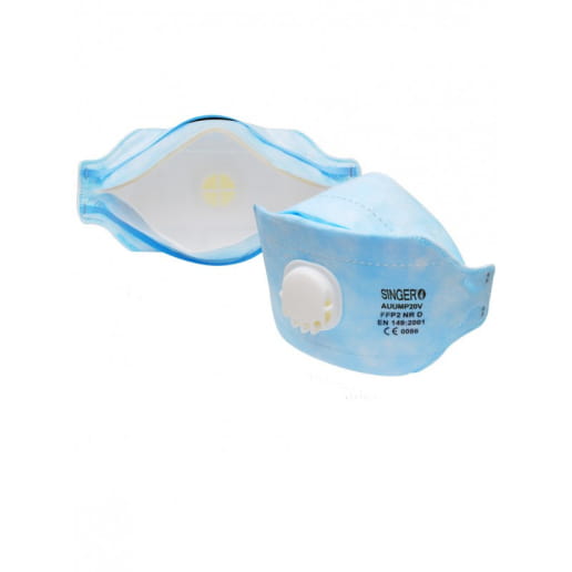 Demi-masque pliable 3 panneaux avec valve (Boite de 20) SINGER SAFETY AUUMPV