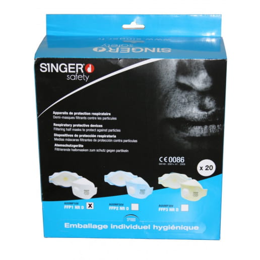 Demi-masque pliable 3 panneaux avec valve (Boite de 20) SINGER SAFETY AUUMPV