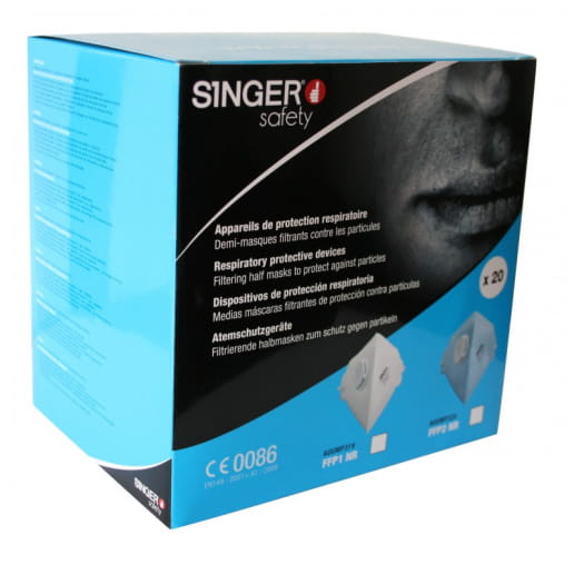 Demi-masque pliable classique avec valve (Boite de 20) SINGER SAFETY AUUMPV