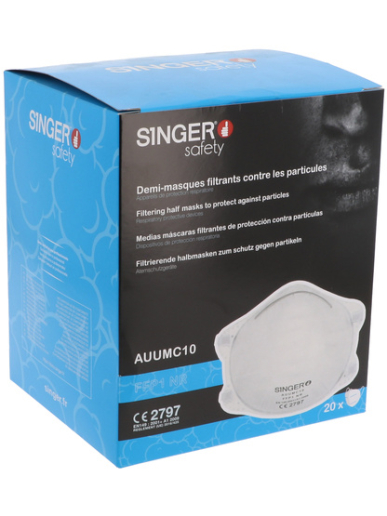 Boîte de 20 demi-masques respiratoires préformés FFP1 Singer Safety AUUMC10