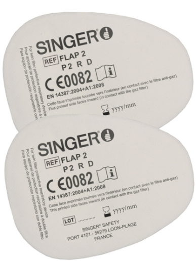 Paires de filtres à particules P2 R D à utiliser avec l’adaptateur CLIPF Singer Safety 5FLAP2