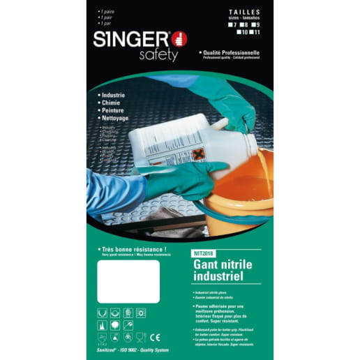 Gants nitrile chimique SINGER SAFETY NIT2018