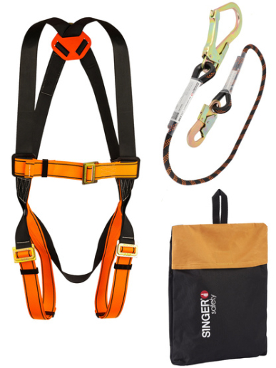 Kit antichute de retenue complet avec harnais 1 point et longe d'1,5m avec connecteurs Singer Safety KITNACEL