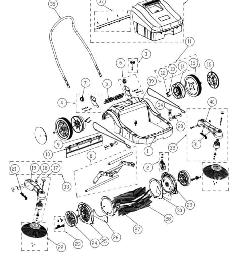 Kit levier latéral gauche pour balayeuse manuelle Nilfisk SW250