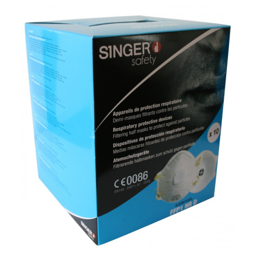 Masque papier avec valve (Boite de 10) SINGER SAFETY AUUMVSL