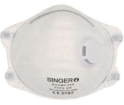Boîte de 10 masques jetables FFP2 ou FFP3 Singer Safety AUUMC20V / AUUMC30V