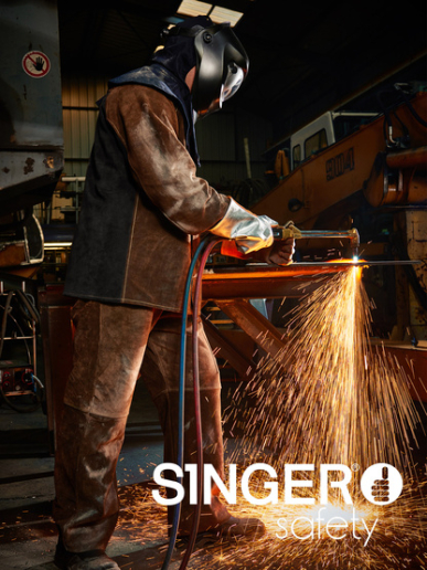Pantalon à bretelles pour soudeur en croûte de bovin Singer Safety PANTASOUD