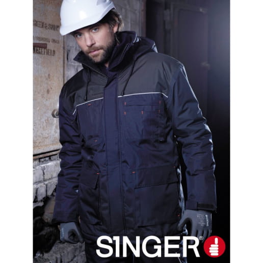 Parka imperméable à capuche noire/bleue ou noire/grise SINGER SAFETY PALAMA/PALAWA